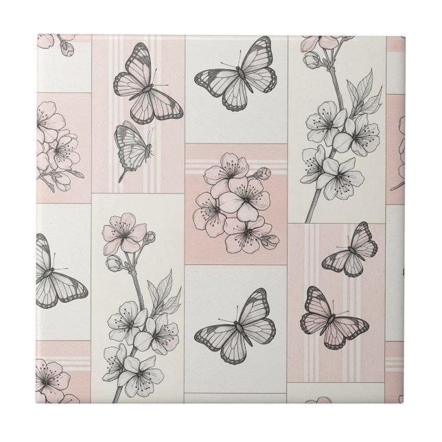 Carreau Fleur Élégante de Papillon (5) (Devant)
