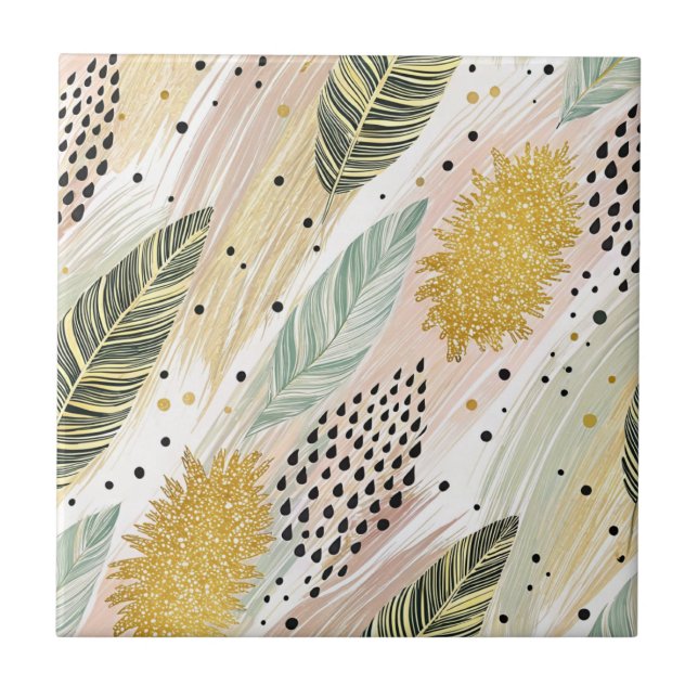 Carreau Fleur élégante et brosse Abstraite sans couture (Devant)