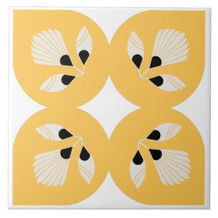 Carreau Fleur ethnique orange jaune et noir