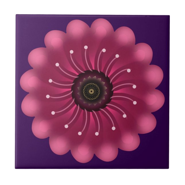 Carreau Fleur Fantastique Rose Luminescente | Fleur Floral (Devant)