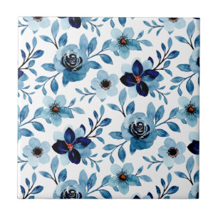 Carreau Fleur florale (4,25 x 4,25) fleurs d'été bleues