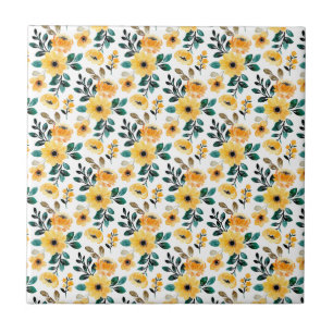 Carreau Fleur florale (4,25 x 4,25) petite marguerite jaun