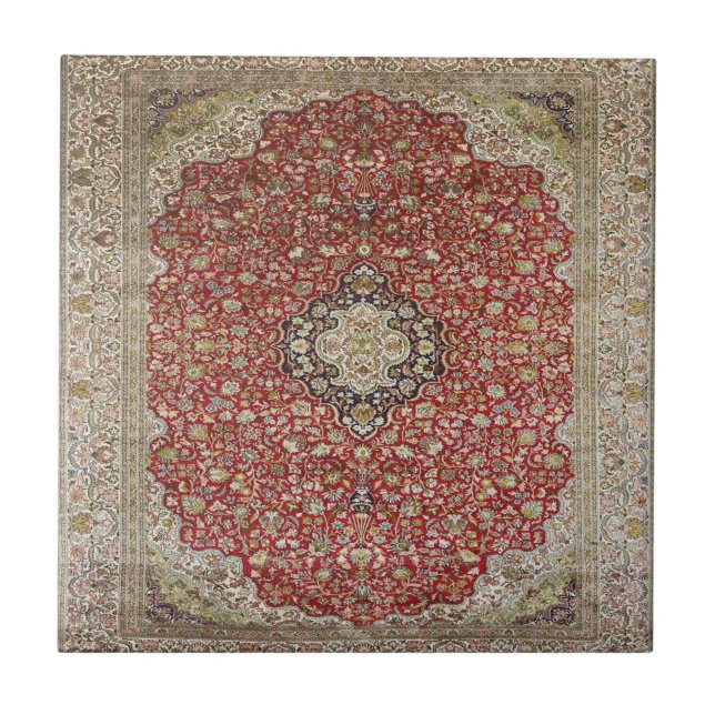 Carreau Fleur florale rouge perse turkish motif élégant (Devant)