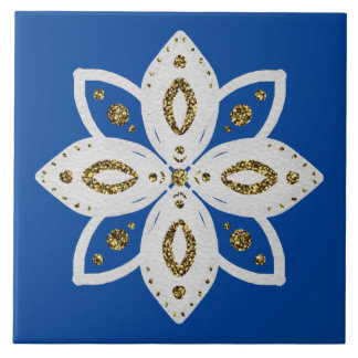 Carreau fleur folklorique 1 bleu clair 1 et blanc