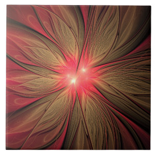 Carreau Fleur fractale de fansy rouge