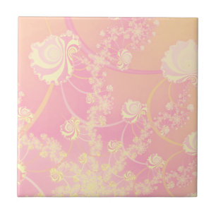 Carreau Fleur fractale rose pastel Rose