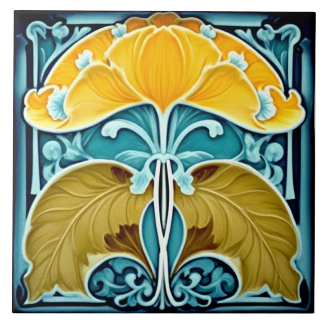 Carreau Fleur Ginko Jaune (Devant)