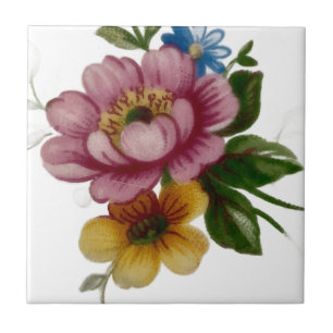 Carreau Fleur inspirée de la porcelaine