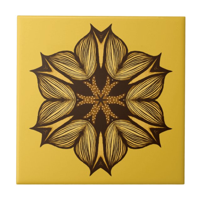 Carreau Fleur Jaune Abstraite (Devant)