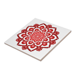 Carreau Fleur Mandala Dot Rouge