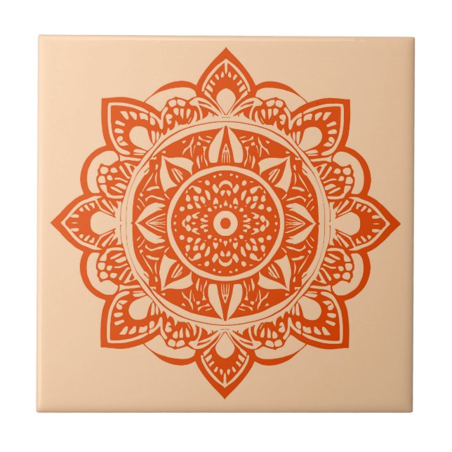 Carreau Fleur Mandala en Mandarin Orange (Devant)