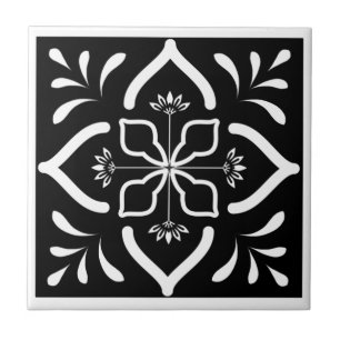 Carreau Fleur marocaine noir et blanc