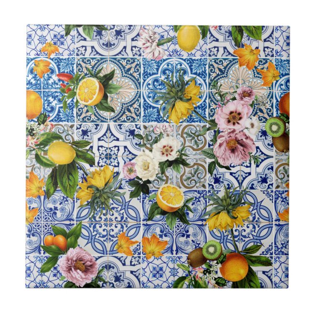 Carreau Fleur Méditerranéenne  (Devant)