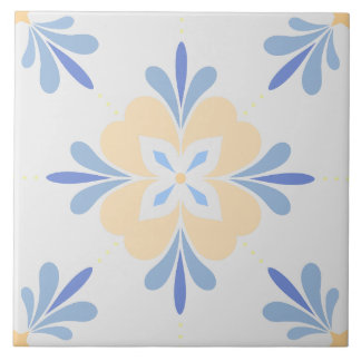 Carreau Fleur méditerranéenne Saumon & Bleu