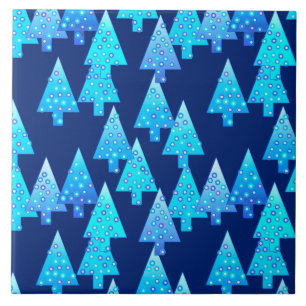 Carreau Fleur moderne arbres de Noël - bleu cobalt