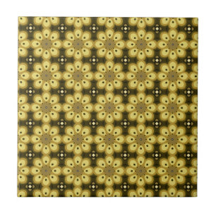 Carreau Fleur Motif Beige Cross Brown foncé