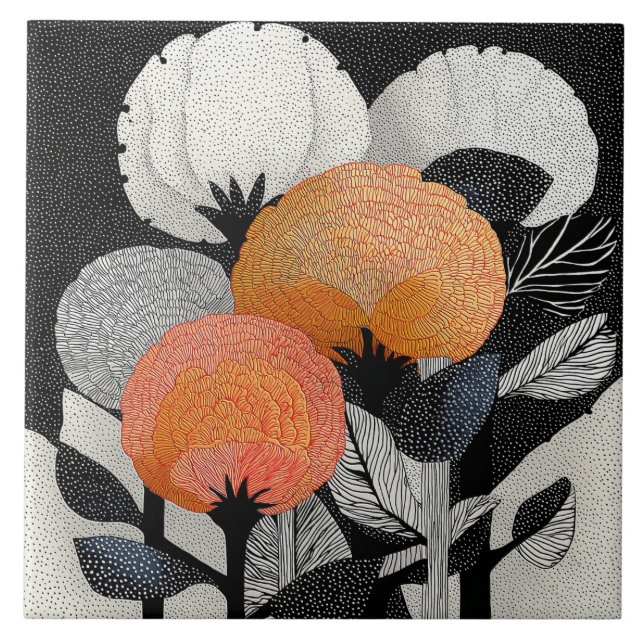 Carreau Fleur nocturne sur la planète rouge #2 (Devant)