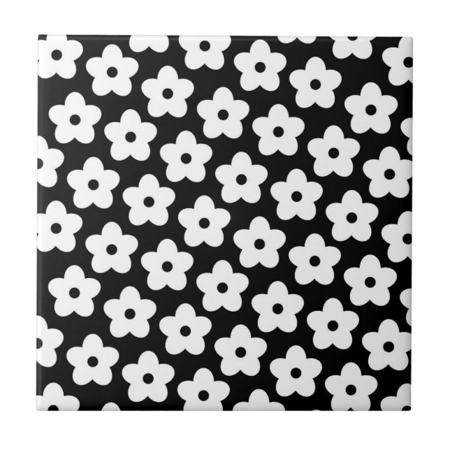Carreau Fleur noire et blanche Motif Y2K (Devant)