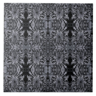 Carreau Fleur noire et grise Dahlia