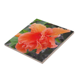 Carreau Fleur orange froissée