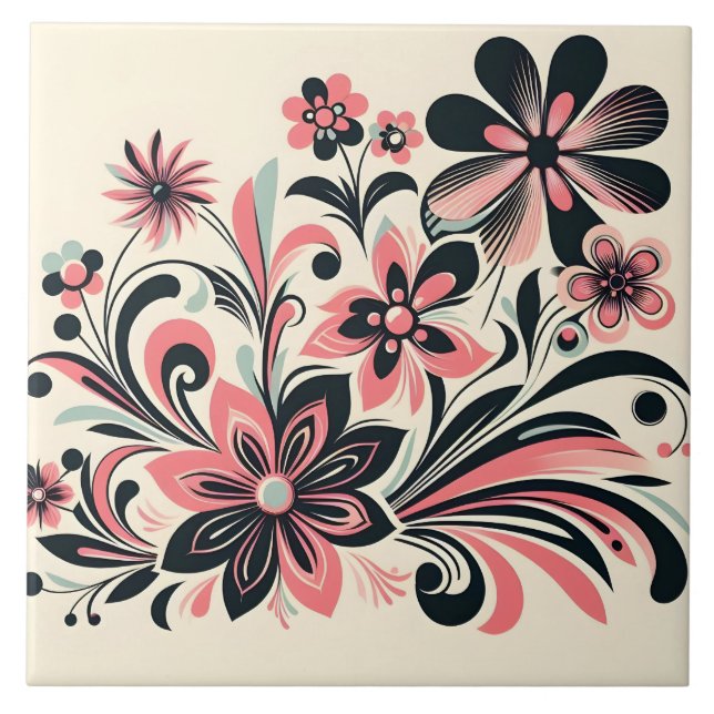 Carreau Fleur pop couleur rose mignonne (Devant)