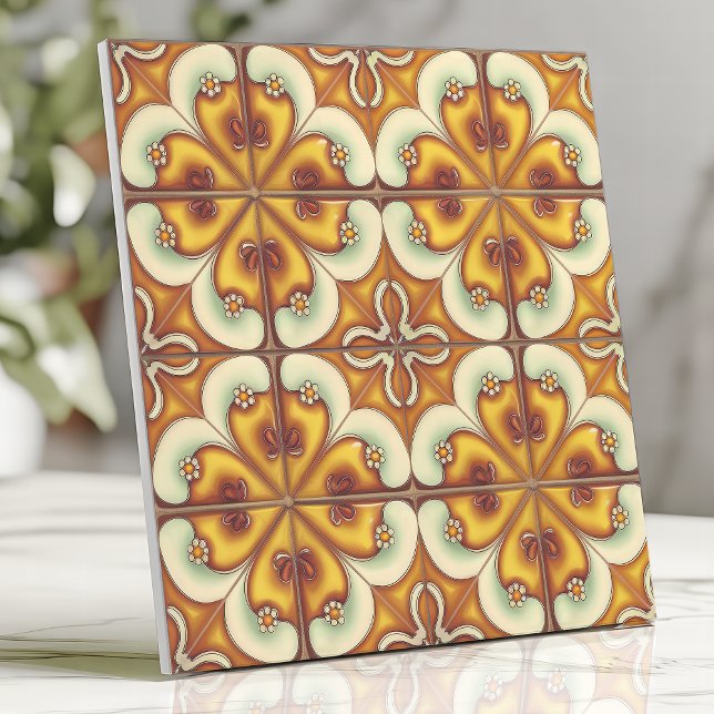 Carreau Fleur retro jaune et marron (Créateur téléchargé)