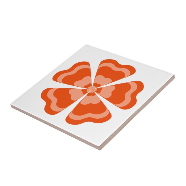 Carreau Fleur Rétro Orange Stylisée (Côté)
