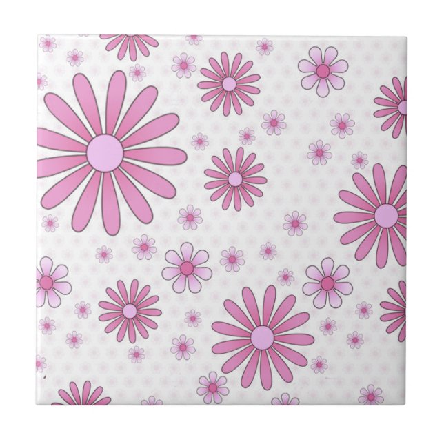 Carreau Fleur rose et blanche Power Floral Rétro (Devant)