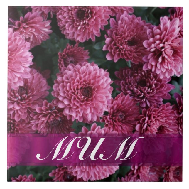 Carreau Fleur rose mère personnalisée (Devant)