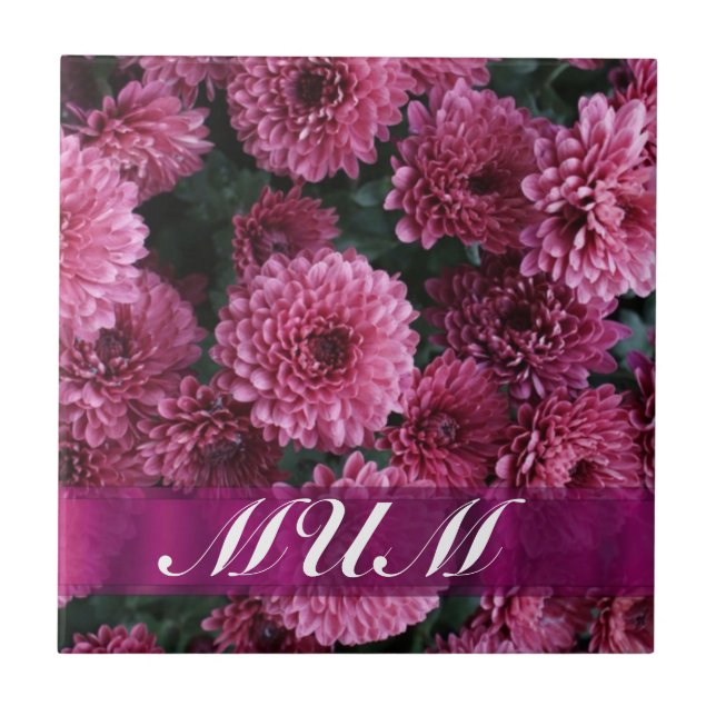 Carreau Fleur rose mère personnalisée (Devant)