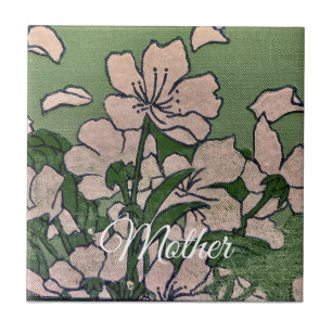 Carreau Fleur Rose Verte
