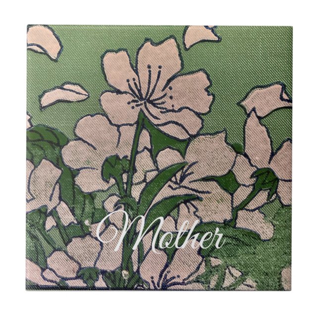 Carreau Fleur Rose Verte (Devant)