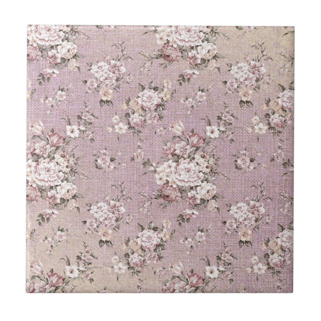 Carreau Fleur rose vintage Lavender Design floral (Devant)