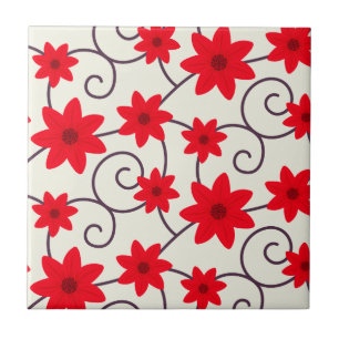 Carreau Fleur rouge