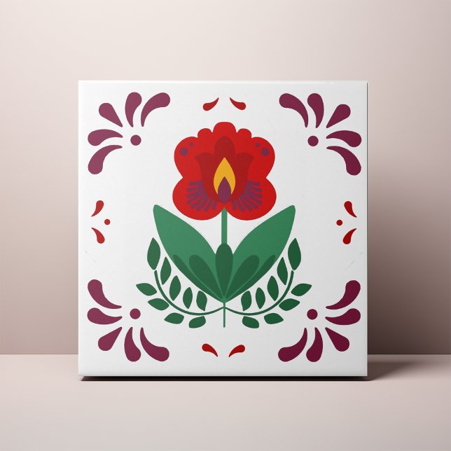 Carreau Fleur Rouge Azulejo (Créateur téléchargé)