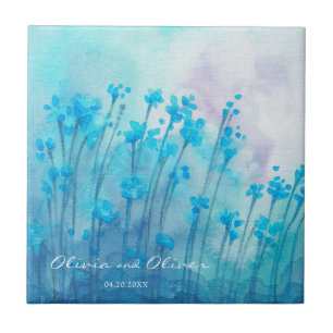 Carreau Fleur sauvage bleu