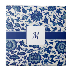 Carreau Fleur Sauvage Bleue et Blanche Nom Personnalisé de
