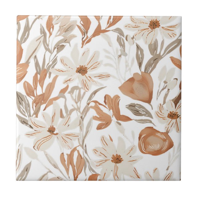 Carreau Fleur sauvage en terre cuite Russe Boho Accent mur (Devant)