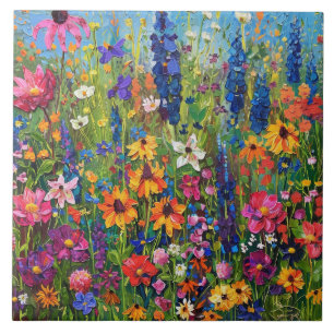 Carreau Fleur sauvage peinture sur terrain