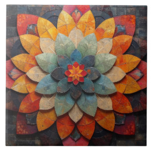 Carreau Fleur texturée Mandala Art
