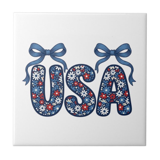 Carreau Fleur USA Ruban Vector Design Patriotique_1 (Devant)