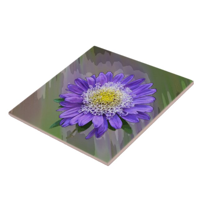 Carreau fleur violette bleue (Côté)