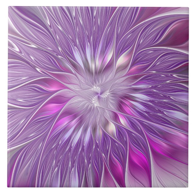 Carreau Fleur violette rose Passion Abstrait Art fractal (Devant)
