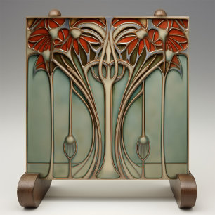 Carreau Fleurissement de coucher de soleil Art nouveau