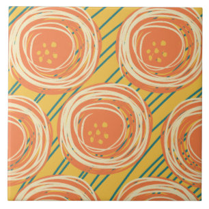 Carreau Fleurons de pavot gras orange abstrait