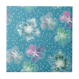Carreau Fleurs Abstraites sur de beaux tons bleu clair