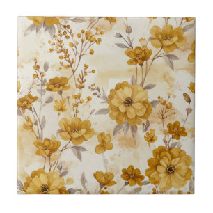 Carreau Fleurs ambre miel et botaniques crème délicates