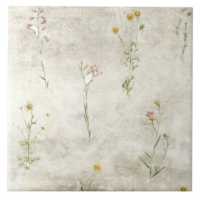 Carreau Fleurs aquarelles rustiques (Devant)