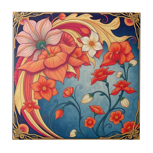 Carreau Fleurs Art nouveau (Devant)