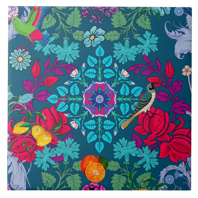 Carreau Fleurs, Art nouveau, style William Morris (Devant)